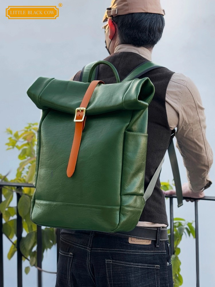 Genuine Leather Backpack - Grote capaciteit heren rugzak van echt