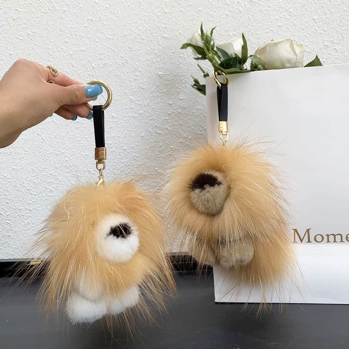 Luxury Bags For Kids - Luxe echte nertsbont leeuw hanger sleutelhanger