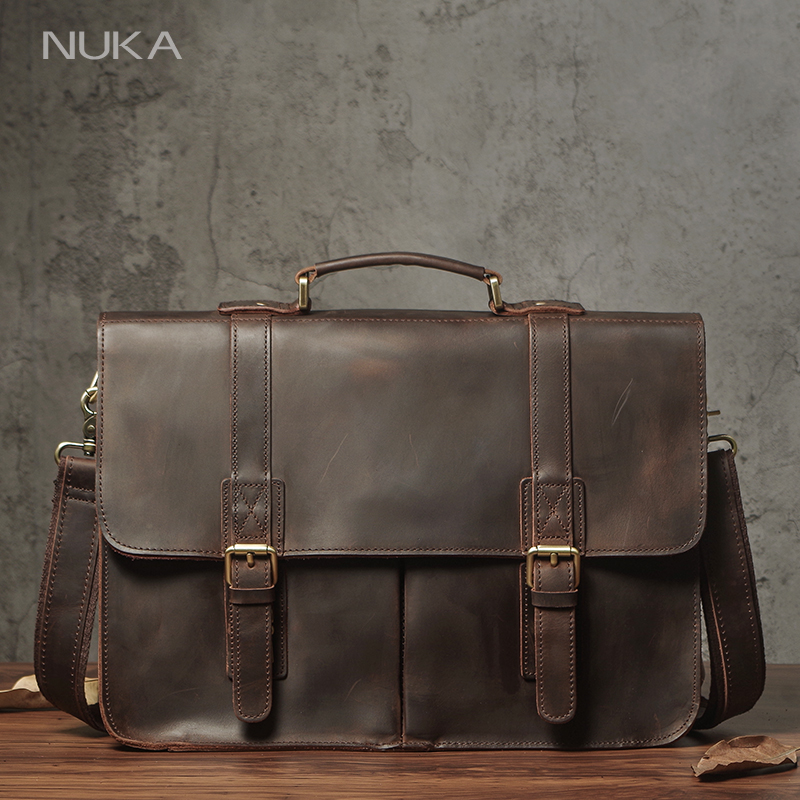 Laptop Bag Leather 15 - NUKA Heren Executive Aktetas Echt Leer