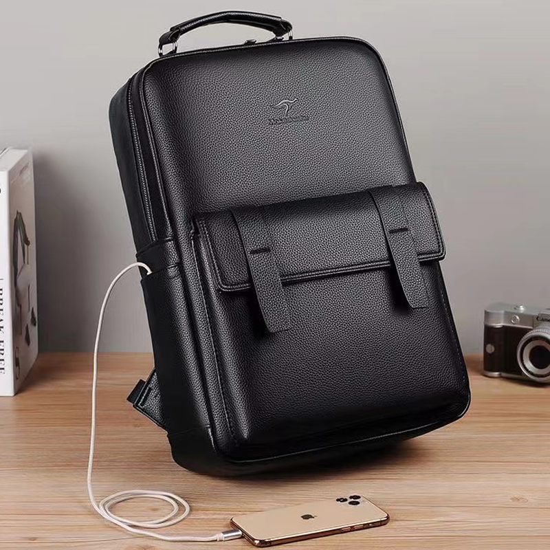 Luxury Bags For Laptop - Luxe leren herenrugzak met USB-interface, multifunctionele