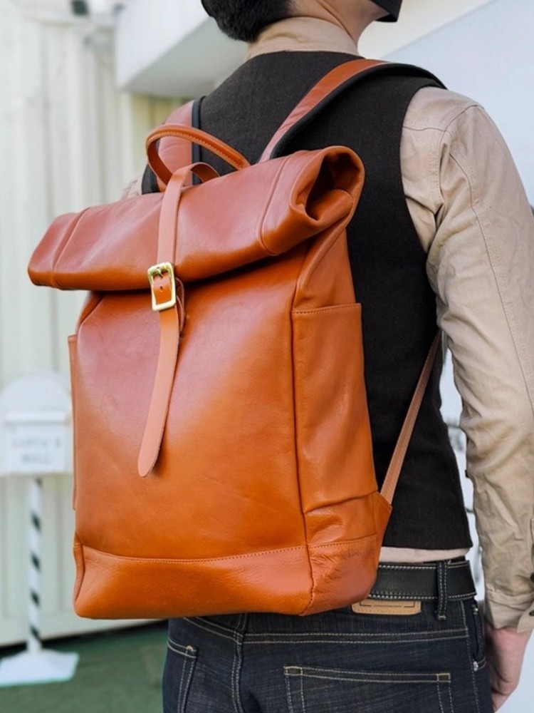 Grote capaciteit heren rugzak  - Genuine Leather Backpack recensie en prijs