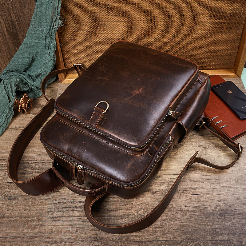 Leren laptoptas voor heren van - Genuine Leather Backpack recensie en prijs